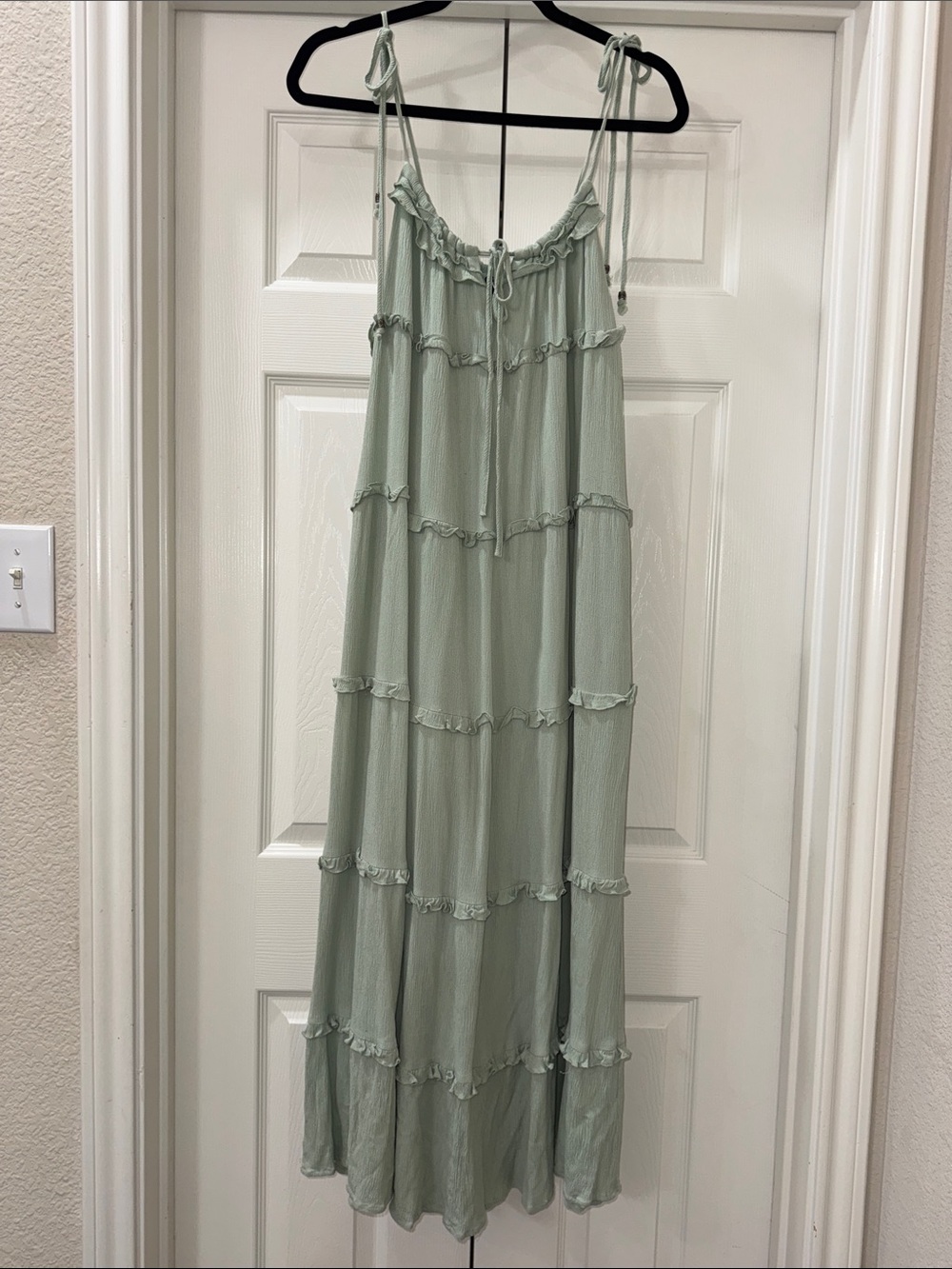 Vici Sage Green Tiered Maxi Dress